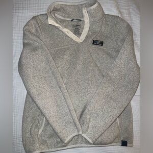 L.L. Bean Women’s Heathered Cream Zip-Up Sweater